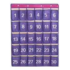 30 Pockets Classroom Pocket Chart For Storage Cell Phones