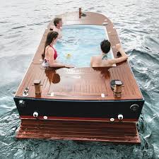A Floating Spa Boat The Addition Of A Bbq Would Top The Cake Awesome Hot Tub Boat Tub