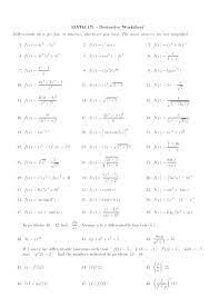 Printable worksheets are the key of the preschool education. Calculus Derivatives Worksheet Snowtanye Com