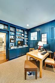 Navy blue accent wall home office. 10 Eclectic Home Office Ideas In Cheerful Blue
