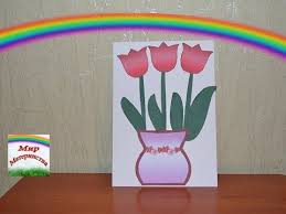аппликация на 8 марта для детей 3 4 лет Applikaciya K 8 Marta Tyulpany V Vaze Vaza Tyulpany Podelki