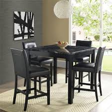 The smooth marble top stands out in lovely contrast with the weathered espresso finish of the base. Laurel 5 Piece Transitional Black Counter Height Dining Set With Faux Marble Table Top Product Lamacasa