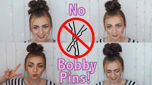If you have any stray baby hairs, you can pin it in place using the bobby pins. 4 No Bobby Pin Messy Buns You Have To Try Hairstyles For Medium And Long Hair Youtube