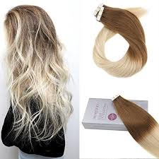 50g Tape In Ombre Color Brown 8 To Platinum Blonde 60 Brazilian Remy Human Hair Ex Tape In Hair Extensions Glue In Hair Extensions Remy Human Hair Extensions