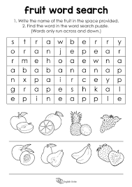 Fruit Word Search Puzzle English Unite Word Puzzles For Kids English Worksheets For Kids Learn English Words