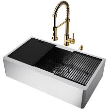 Maybe you would like to learn more about one of these? Vigo Oxford Stainless Steel Kitchen Sink With Matte Gold Faucet Single Bowl 41 In Lowe S Canada