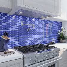 Consider pairing a pale blue glass tile backsplash with a contemporary kitchen that features dark wood cabinetry and crisp white countertops. 11 9 X 11 9 Cobalt Blue Glass Brick Tile Tile Club