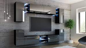 Wohnwand roca wohnzimmer set modern design kollektion anbauwand wohnmobel ebay es sorgt für ein dezentes und angenehmes licht beim fernsehen. Kaufexpert Wohnwand Splash Grau Hochglanz Schwarz Mediawand Medienwand Design Modern Led Beleuchtung Mdf Hochglanz Hangewand Galaxy Hangeschrank Tv Wand