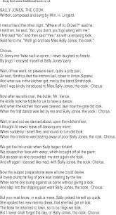 song lyrics for 18 sally jones, the cook