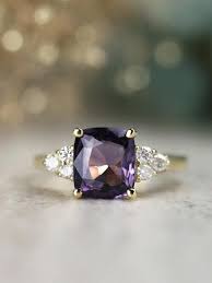 Violet Spinel Diamond Solid 14KG Engagement Ring