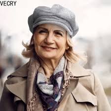 Sonnenhut Damen Schwarz EOZY Barett Damenmütze Hut Newsboy Octogonal  Vintage Gavroche Travel Cap (Blau Baker Boy Mütze Damen