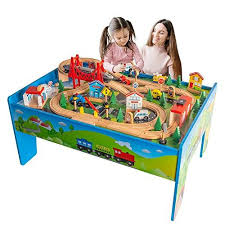 Train track is compatible with all kidkraft, brio and thomas & friends wooden railway vehicles and play sets. Funpeny Wooden City Train Set And Table Colorful City Themed Basswood Rail Toy Set For Kids With Maglev Train Helico Wooden Train Track Wooden Train Toy Sets