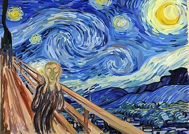 Scream in The Starry Night' Poster, picture, metal print, paint by Arif |  Displate