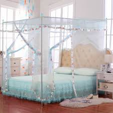 Enjoy free shipping on most stuff, even big stuff. Luxury Mosquito Net Bed Canopy By Jqwupup 4 Corner Poster Princess Lace Netting Bedding For Girls Toddlers Adults Bedroom Decor Block Insects King Size Light Blue By Jqwupup