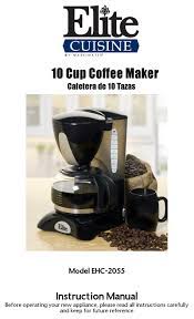 It features five brew sizes, so you can brew 4, 6, 8, 10, or 12oz of your favorite coffee, tea, hot cocoa, or iced beverage at the touch of a button. Maxi Matic Elite Cuisine Ehc 2055 Instruction Manual Pdf Download Manualslib
