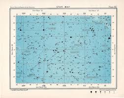 1955 Star Map 63 Constellations Original Vintage Celestial