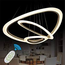 Ziplighting Modern Led Chandelier Pendant Light With Triangle Ring Adjustable Pendant Light Ceiling Fixture Contemporary For Bedroom Living Room Dining Room Kitchen Island With Remote Control White Amazon Com