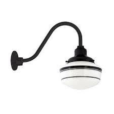Secondary Schoolhouse Gooseneck Light Small Shade 100 Black Triple Stripe 100 Black G11 Gooseneck A In 2020 Barn Lighting Gooseneck Lighting School House Lighting