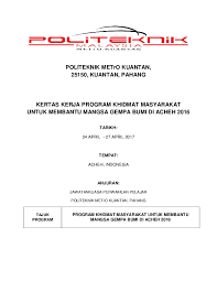 Mahasiswa pintar bermasyarakat, pemangkin kegemilangan negara program intan desa 0 kertas kerja tajuk : Doc Kertas Kerja Csr Acheh Muhamad Asyraf Rosli Academia Edu