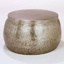Round dark gray barrel wood byron outdoor patio coffee table: View 40 Round Gold Hammered Metal Cala Coffee Table