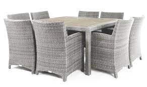 An outdoor dining table can have as many uses as you have things to put on it. Nico Stone 8 Place Square Patio Dining Table With Synthetic Teak Wood Composite Top