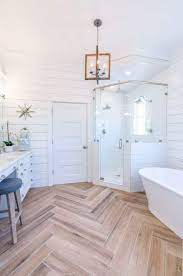 The pattern was once reserved for floors only. 31 Super Ideas Bathroom Wood Floor Shower Herringbone Pattern Bathroom Interior Design Bathroom Interior Wood Floor Bathroom