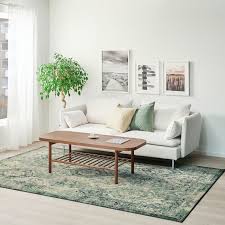 Vonsbak Rug Low Pile Green Length 9 10 Ikea Green Rug Living Room Rugs In Living Room Living Room Green