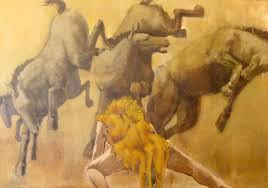 The brown mare fastens her teeth on his arm, while another sinks her jaw into his leg. The Mares Of Diomedes Also Called The Mares Of Thrace Were Four Man Eating Horses In Greek Mythology Greek Myths Greek Mythology Mythology