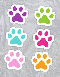 Pink Purple Green Aqua Blue Hot Pink And Orange Paw Print Stickers Colorful Pawprint Decals For Dog And C Paw Print Stickers Green Sticker Pink And Orange