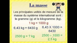 la masse et le poids grammes et kilogrammes youtube