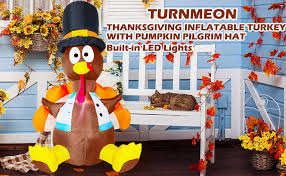 Forget the macy's thanksgiving parade, you can now have gemmy's original large 6 foot turkey inflatable this year to help celebrate. Amazon Com Thanksgiving Decorations Inflatables Turkey 3 5 Ft Cute Thanksgiving Fall Decor Light Up Inflatables Turkey With Sandbags Air Blower Indoor Outdoor Lawn Halloween Inflatables Holiday Yard Decorations Patio Lawn Garden