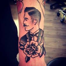 Man Portrait Blackwork Traditional Tattoo Traditional Tattoo Art Gentleman Tattoo