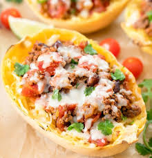 Add spaghetti sauce and cook until warmed. Taco Spaghetti Squash Boats Kirbie S Cravings