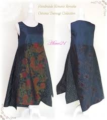 大島紬 着物リメイク アシメントリーヘムのワンピース 大島紬５種仕立て tsu251 シルク絹 shop hime21 japan 着物リメイクのネットショップ robe