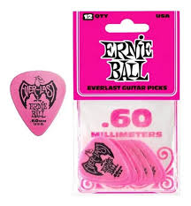 Kit de 12 paletas Ernie Ball Everlast Pink de 60 mm P09179