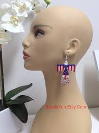 Patriotic Eagle Seed Beaded Earrings, Eagle Brick Stitch Dangles, American  Flag Jewelry