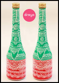Hand Painted Designer Bottles From Drisya Diy Bottle Crafts Bottle Painting Glass Bottles Art