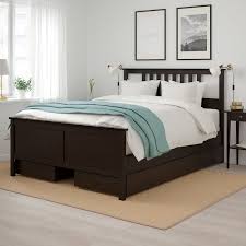 Hemnes Bed Frame With 4 Storage Boxes Black Brown Espevar Queen Ikea In 2020 Bed Frame Hemnes Bed Ikea Hemnes Bed