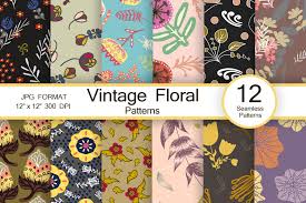 Wählen sie aus illustrationen zum thema floral pattern von istock. Vintage Floral Patterns From Digital Papers 976519 Patterns Design Bundles