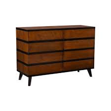 Made from solid walnut wood in a natural brown finish, this dresser has rounded edges and flared legs for a sleek design. Mid Century Modern 6 Drawer Dresser Walnut Linon Target