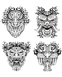 Masks Inspired By Aztecs Mayans And Incas From The Gallery Mayans Aztecs And Incas Artist Rocich Source Mayan Tattoos Aztec Tattoo Aztec Tattoos