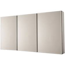It is designed to resist rust; Pegasus Part Sp4588 Pegasus 48 In W X 26 In H Frameless Recessed Or Surface Mount Tri View Bathroom Medicine Cabinet With Beveled Mirror Medicine Cabinets Home Depot Pro