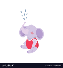 Cartoon Baby Elephant Sitting And Spraying Water Vector Image