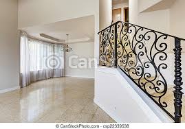 Black cabinets are a hard yes for us. Emtpy House Interior Marble Staircase With Black Wrought Iron R Emtpy House Interior With Shiny Tile Floor And Brith White Canstock