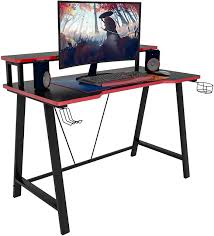 Download these red computer desk background or photos and you can use them for many purposes, such as banner, wallpaper, poster background as well as powerpoint background and website. Gaming Table With Shelf Made Of Mdf Black Red Woltu Eu