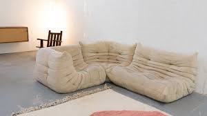 Legs in matt black steel. Togo Sofa 1974 For Ligne Roset