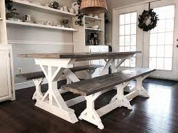 Ana White Two Tone Weathered Gray X Farmhouse Table And Benches Diy Projects Farmhouse Table With Bench Harvest Table Dining Room Farmhouse Table
