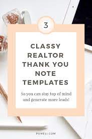 Upscale real estate thank you card with simulated metallic looking house emblem and gold and white floral design elements on the front and the words of thanks you can personalize for your needs. Thank You Letter Examples For Real Estate Marketing Pumeli