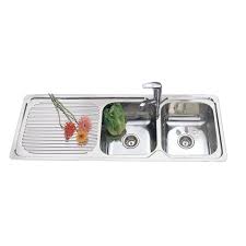 Burnished brushed stainless steel double bowl kitchen sink with drainer r10 mm. Double Bowl Sink L H Drainer Hafele Home