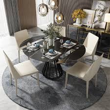 Tables De Salle A Manger Extensibles A Feuilles Moderne Table De Cuisine En Pierre A Motif De Marbre En Acier Inoxydable Metal Blanc Noir Table De Salle A Manger